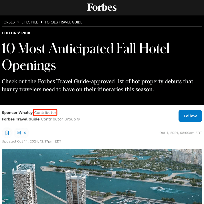 A screenshot of a Forbes article. After the author's name, it says "Contributor".